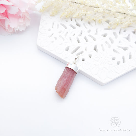 Pink Tourmaline Natural Pendant - 925 Sterling Silver | Raw Crystal Jewellery | Rubellite Necklace -Australia