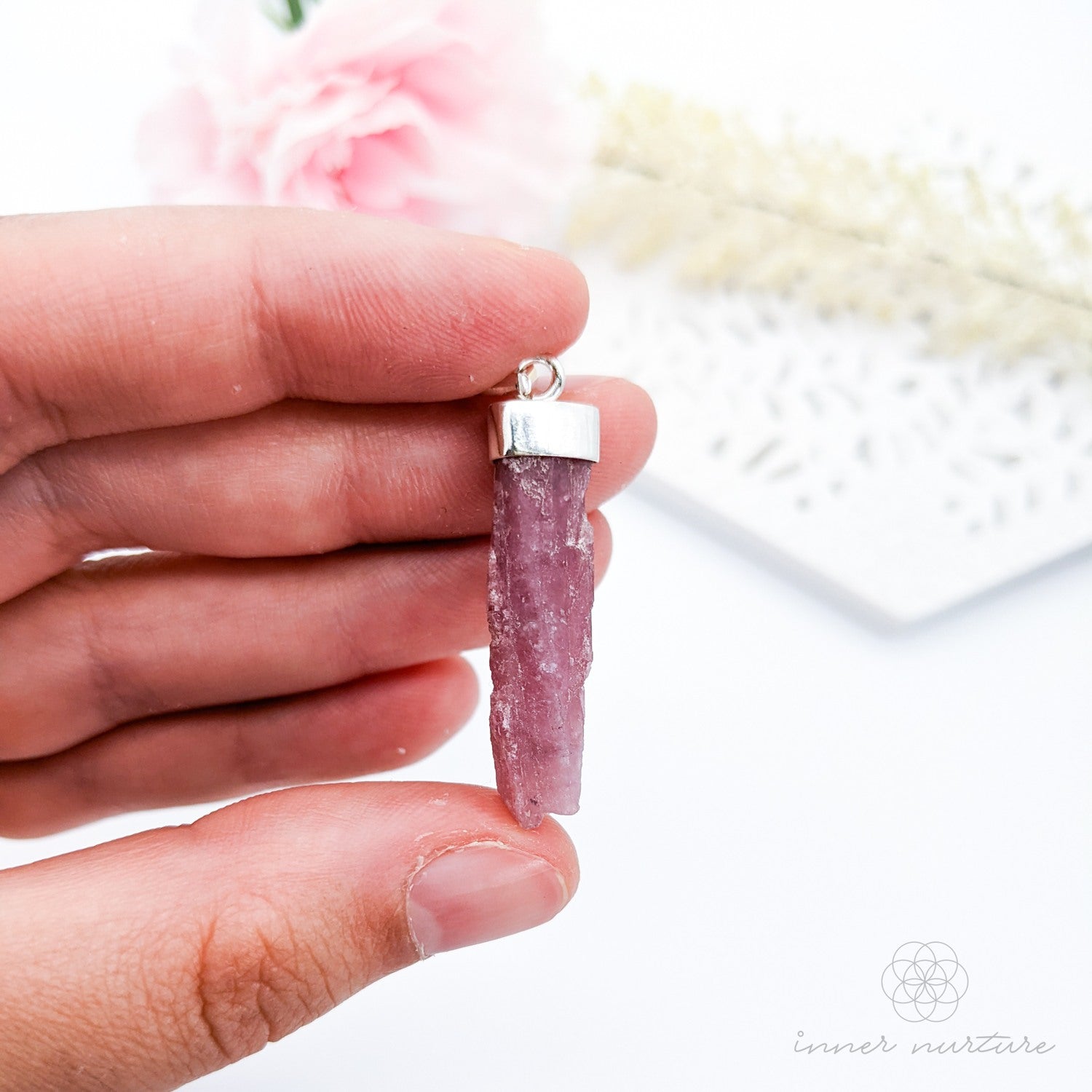 Pink Tourmaline Natural Pendant - 925 Sterling Silver | Raw Crystal Jewellery | Rubellite Necklace -Australia