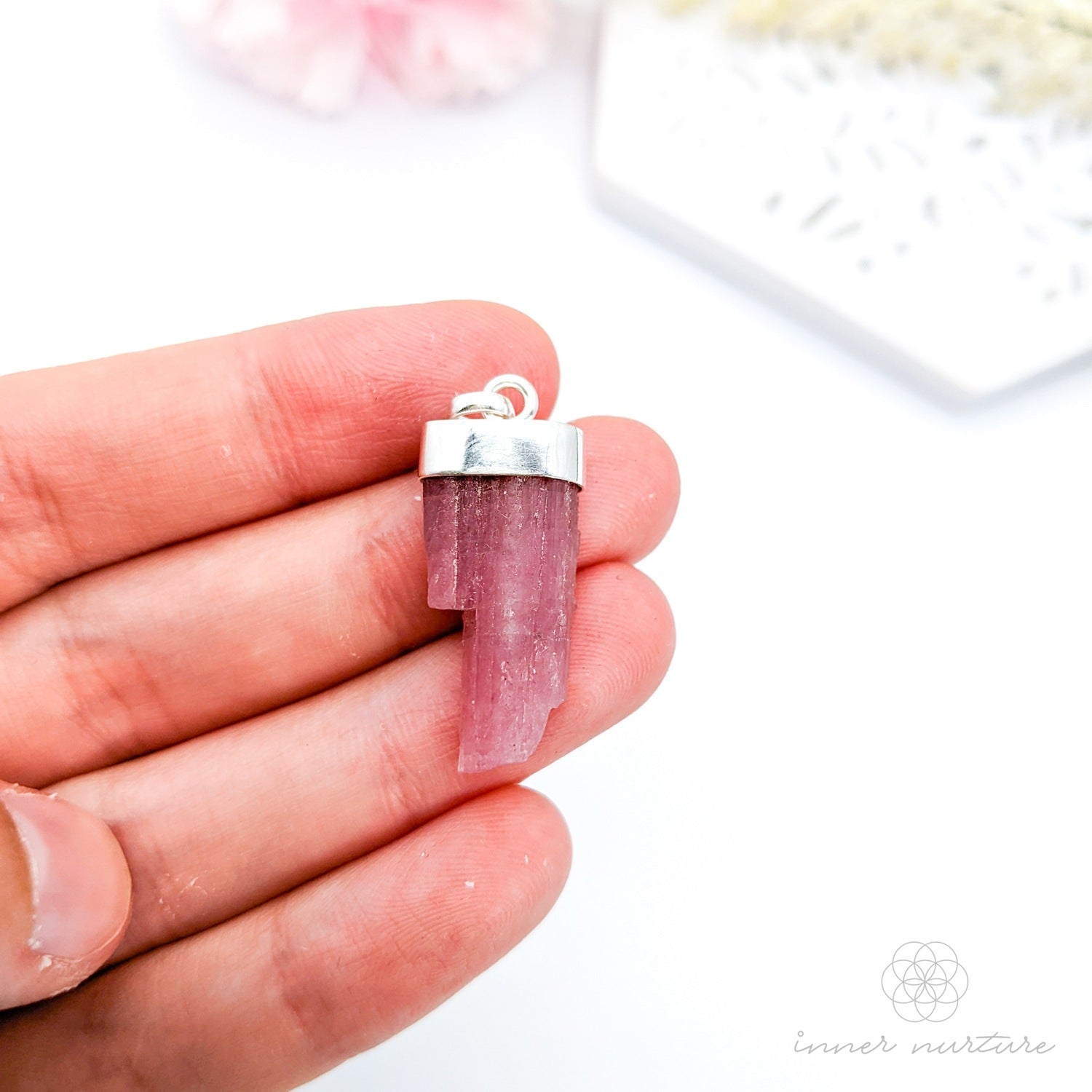 Pink Tourmaline Natural Pendant - 925 Sterling Silver | Raw Crystal Jewellery | Rubellite Necklace -Australia