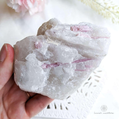 Pink Tourmaline Rough (In Matrix) | 299g - Crystal Shop Australia | Inner Nurture - Ethically Sourced - Buy Crystals Online