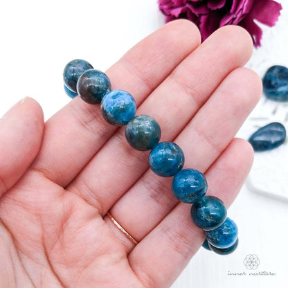 Blue Apatite Bracelet (10mm) - Crystal Shop Australia | Inner Nurture - Ethically Sourced - Buy Crystals Online